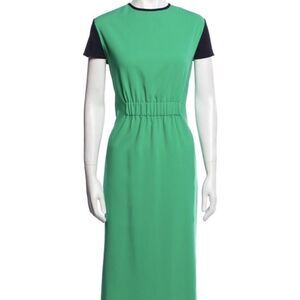 NEW Argent Workwear Women's Colorblock Green and Navy‎ Midi Shift Dress Size 2